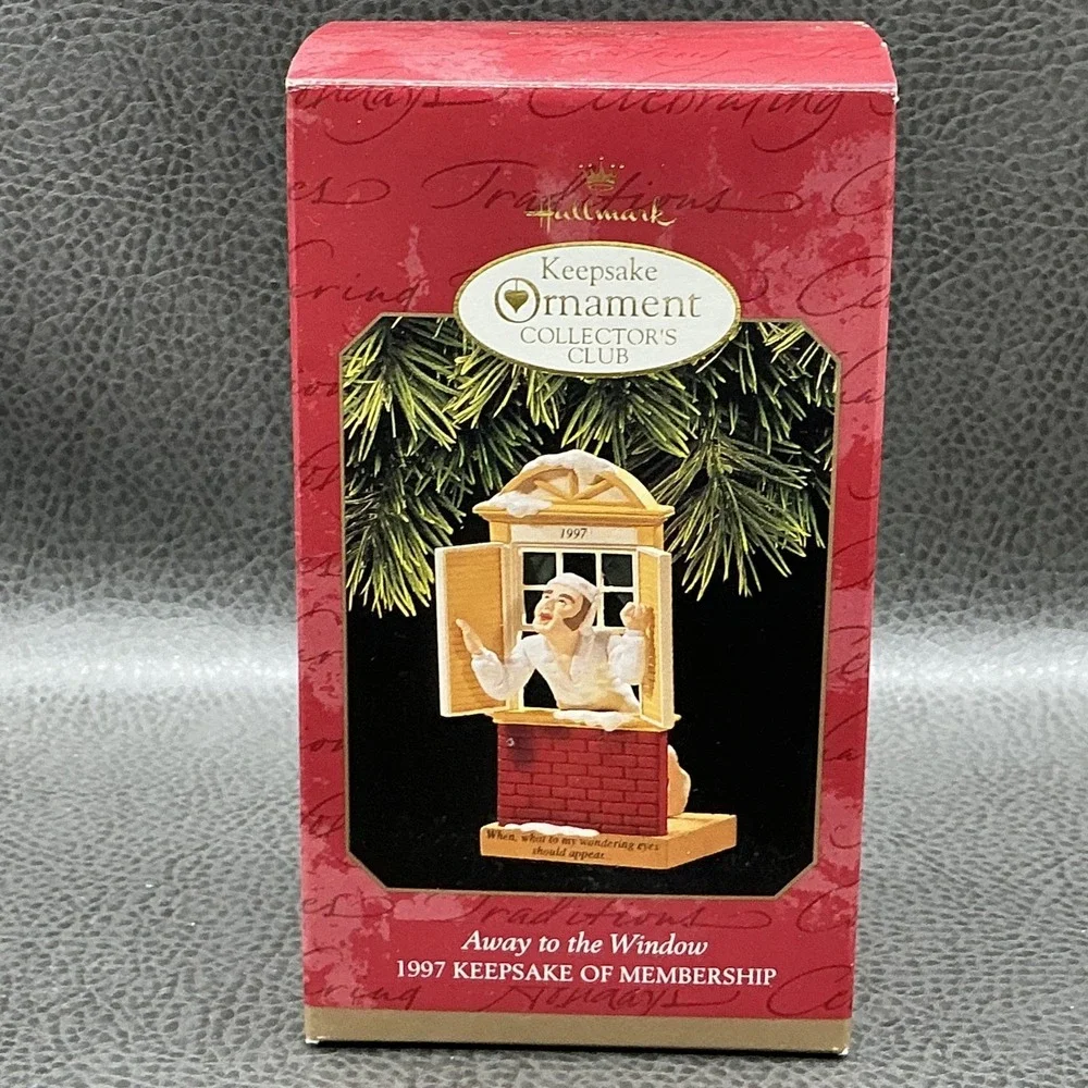 Vintage Hallmark Keepsake 1997 Away To The Window Membership Ornament W Box